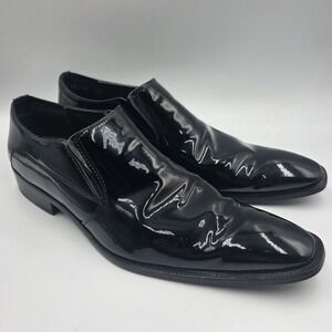 Santini Shoes Mens Black Patent Leather Slip On Loafers 4860 Size 29